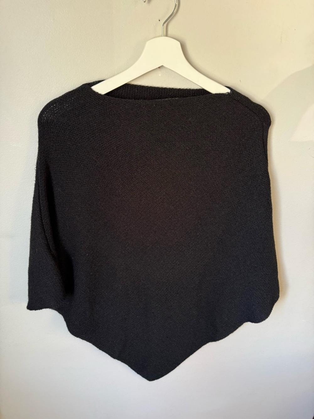 M Made in Italy Black Women’s Knit Poncho Sweater - Classic Style